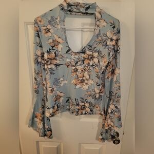 Large bell sleeve crop top